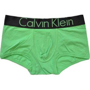 Трусы Calvin Klein зеленые с черной резинкой Steel