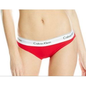 Женские трусы (слипы) Calvin Klein красные с белой резинкой