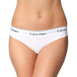 Женские стринги Calvin Klein белые с белой резинкой
