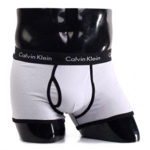 Трусы Calvin Klein 365 белые с черной резинкой