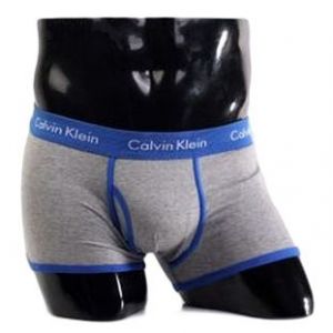 Трусы Calvin Klein 365 серые с синей резинкой