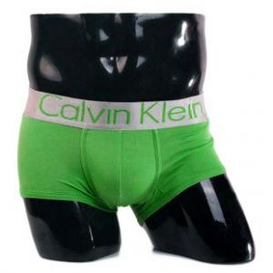 Трусы Calvin Klein зеленые с серебряной резинкой Steel