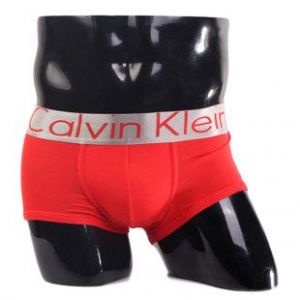 Трусы Calvin Klein красные с серебряной резинкой Steel